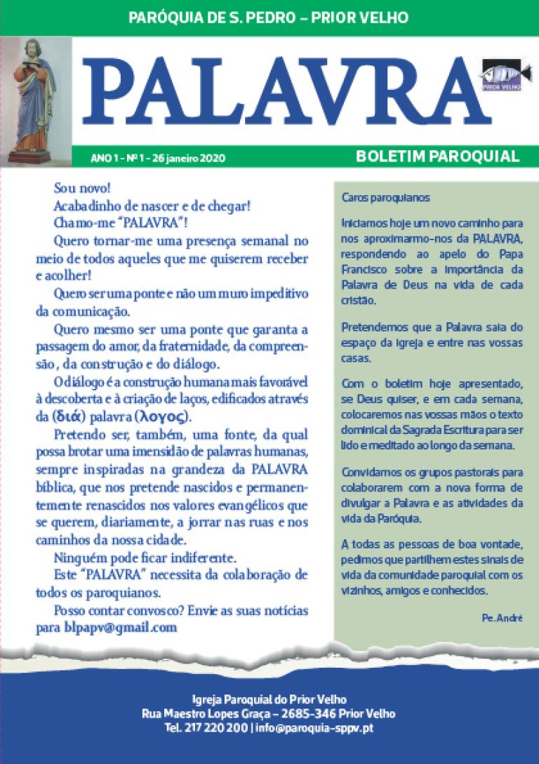 Boletim paroquial Nº 1
